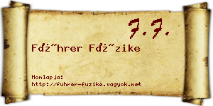Führer Füzike névjegykártya